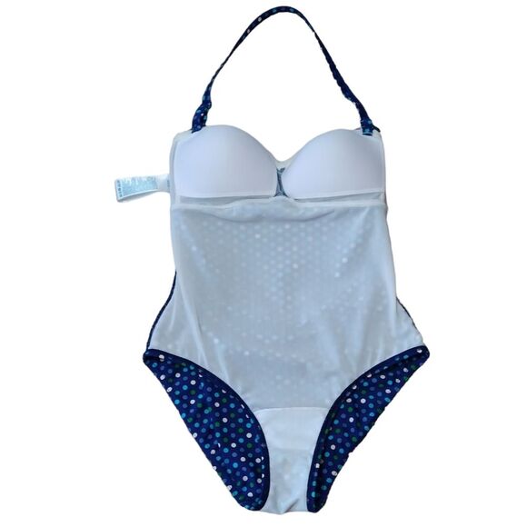 Boden Blue Polka Dot One Piece Swimsuit - Picture 3 of 14